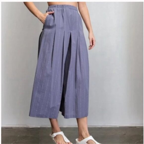 easel Relaxed Wide-Leg Pinstripe Trousers in Slate - Picture 3 of 6